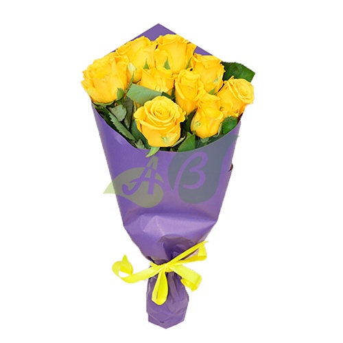 Оформленный букет из жёлтых роз
