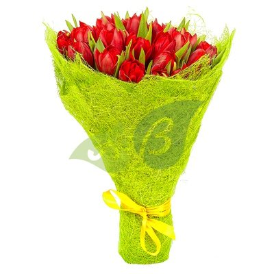 Букет ярко-красных тюльпанов Кармэн