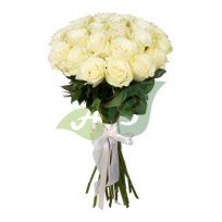 25 белых роз в подарок