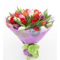 Букет разноцветных тюльпанов Красочный