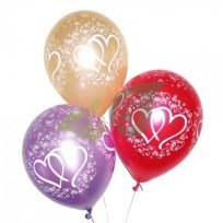 Воздушные шарики с гелием и рисунком сердечек