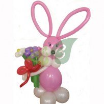 Розовый зайчик с букетом из шаров